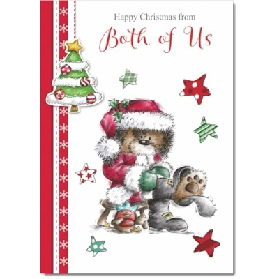 Image of doodlecards From Both Of Us Christmas Card Cute Bear Medium Size for with Plain Envelope