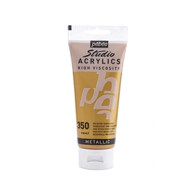 Image of Pebeo 832 350 100 ml Studio Acrylic Paint, Iridescent Rich Gold