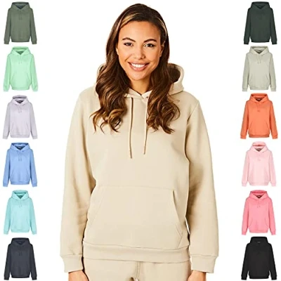 Image of Light &amp; Shade Women&#039;s Hooded Soft Touch Ladies Loungewear Hoodie Sweatshirt Top Sand