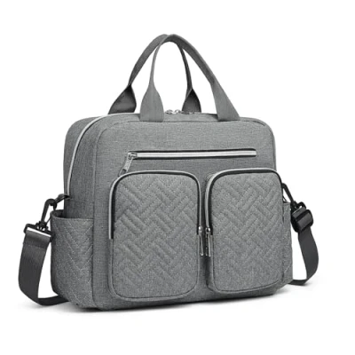 Image of Kono Baby Changing Bag Nappy Bags Multifunctional Diaper Bag, Maternity Messenger for hospital with Insulated Pockets (Grey)