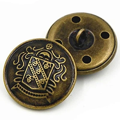 Image of Retro Metal Shank Buttons Suit Coat Decorative Fastener Sewing Accessories Pack of 12, Antique Brass 25mm