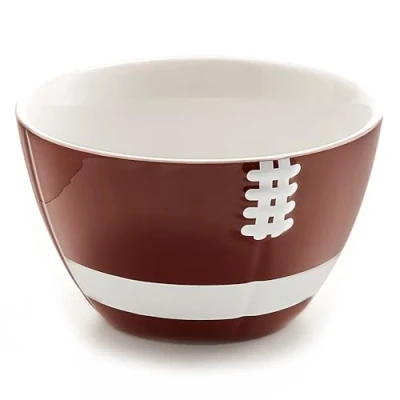Image of 40YARDS American Football Ceramic Cereal Bowl/Snack Bowl (900ml) Half Shape with Raised Tactile Stitching