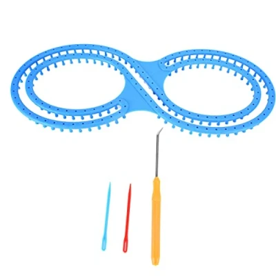 Image of Knitting Loom, 8 Shape Plastic Blue Loom Kit Durable Sturdy Practical Convenient for Blanket Craft Scarf Socks