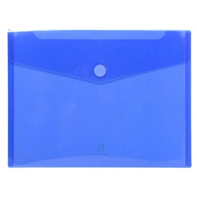 Image of Exacompta Ref 56420E PP Envelope Pocket Suitable for A4 Documents, Hook &amp; Loop Closure, 0.2mm Translucent Polypropylene Assorted Colours (Pack of 5)