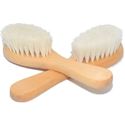 Image of Natural Soft Wool Bristles Dry Facial Cleansing Brush, 6&quot; Face Skin Care Exfoliating Scrub 2 Pack Wood Handle Brush Cleanser. (Wool Bristles)