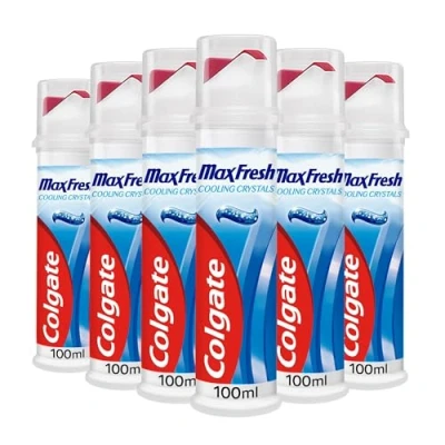Image of Colgate Max Fresh toothpaste with Cooling Crystals 6 x 100ml breath FX technology for 10X longer lasting cooling* helps to fight cavities keeps teeth white