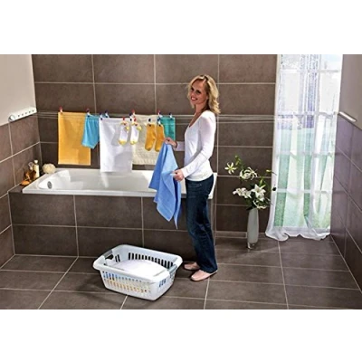 Image of 18m 5 Lines Washing Line Retractable Laundry Wall Mounted Clothes Airer Drying Heavy Duty Extendable Reel Adjustable Dryer Garden outdoor or indoor