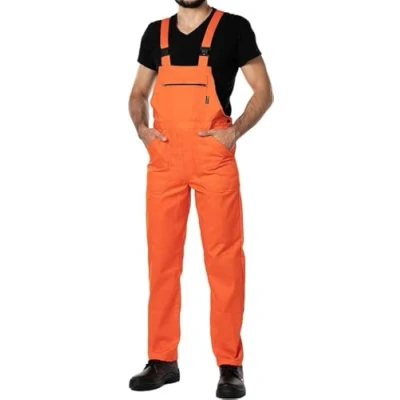Image of Work Bib and Brace Overalls, Overalls Men, Dungarees Mens, Made in EU, Mazalat Protective Coverall, S 3XL Size EU Trousers for Man, Lots of Colors, Orange,