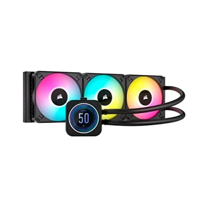 Image of Corsair iCUE H150i ELITE LCD XT Liquid CPU Cooler IPS Screen Three AF120 RGB Fans 360mm Radiator Fits Intel® LGA 1700, AMD® AM5, and More Included COMMANDER CORE Black