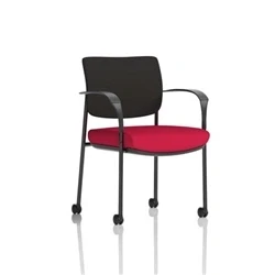 Image of Brunswick Deluxe Black Fabric Back Frame Seat Cherry Arms/Castors