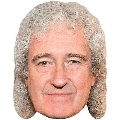 Image of Brian May (Grey Hair) Celebrity Mask, Flat Card Face, Fancy Dress Mask