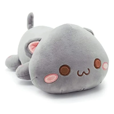 Image of NatureMan Cute Kitten Plush Toy Stuffed Animal Pet Kitty Soft Anime cat Pillow,children&#039;sPlush doll Pillow toys (grey)