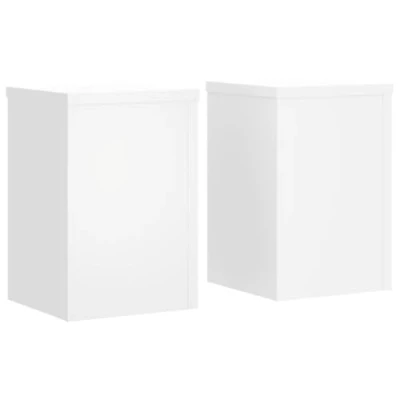 Image of vidaXL Plant Stands Patio Pot Flower 2 pcs White Engineered Wood, 20x20x30 cm, 50 kg Max Load