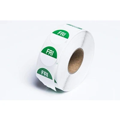 Image of We Can Source It Ltd Green Day Dots Food Labels Friday 20mm Hygiene for Commercial Kitchens, Restaurants Roll of 1000 Stickers Per Pack