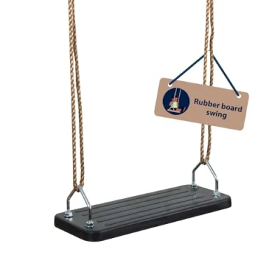 Image of HUDORA Board Swing in black Outdoor children&#039;s seat made of rubber Safety tested by TÜV Rheinland/GS with height adjustable ropes For children and adults up to 100 kg
