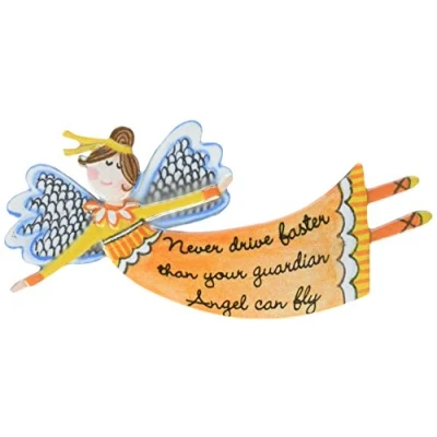 Image of Cathedral Art Never Drive Faster Than Your Guardian Angel Can Fly Visor Clip, Pewter