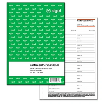 Image of SIGEL GB510 Gastro Guest Filing List Corona Detection Pad, A5, 100 Sheets