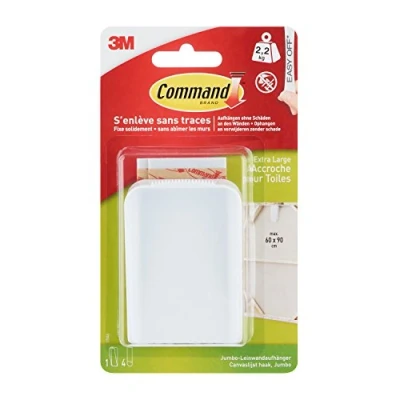 Image of Command 17045 Jumbo Canvas Hanger, Up to 2.2 kg Load Capacity, 1 Hook, 4 Strips Size L, GreenredSilverBeige, Standard