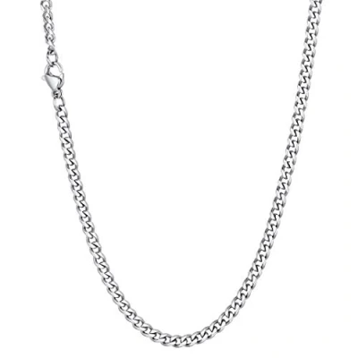 Image of Richsteel Cuban Chain Link Necklace, Diamond Finish Curved Edges NK 1:1 Curb Chain, Lobster Clasp, 3MM Width, 55CM(22 Inch) Length, 316L Stainless Steel Jewelry, RN20035G 3 22