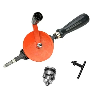 Image of Hand Crank Drill, 1/4 Inch,3/8 Inch Chuck Portable Mini Mutual Drill with Double Pinions Tool for Wood, Plastic(1/4)