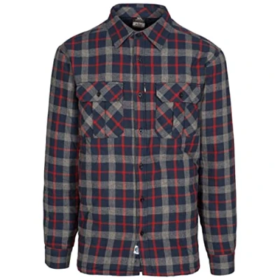 Image of Trespass Men Rapeseed Longsleeved Shirt With Chest Pockets Navy Check, Small
