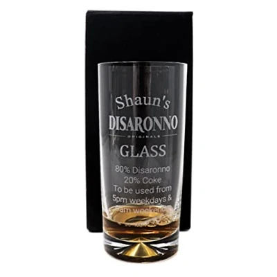 Image of Regalo Personalised Dimple Highball Disaronno% Design (Cardboard Gift Box)