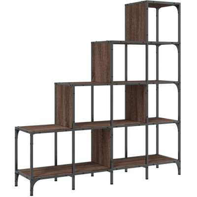Image of vidaXL Bookcase Brown Oak 122x30x132 cm Engineered Wood and Metal