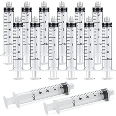 Image of 20 Pack 10ml Syringe Luer Lock, Individually Sterile Sealed Plastic Lock Without Needle for Scientific Labs, Epoxy Resin, Craft, Feeding Pets (10ML)