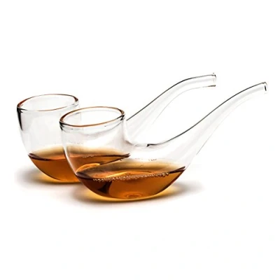 Image of CKB LTD Pack of 2 Brandy Port Sipper Pipe Sipping Drinking Glasses Novelty Unique Gift Set 75ml