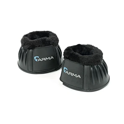 Image of Shires ARMA Fleece Over Reach Boots Black Pony