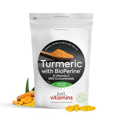 Image of High Strength Turmeric 12,500mg with Black Pepper BioPerine® &amp; Vitamin C Tablets x120, 4 Month Supply, Advanced Supplement Patented Extract for Enhanced Absorption UK Made