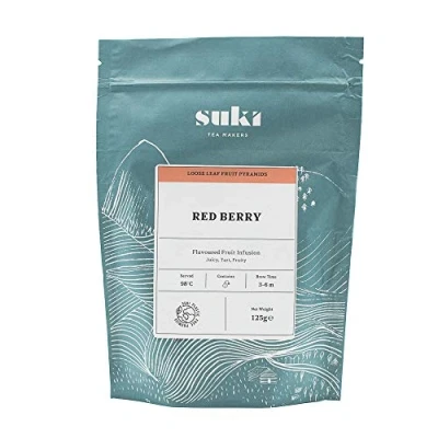 Image of Suki Tea Red Berry Pack of 50 Pyramid Bags Mixed Berries, Apple, Hibiscus, Blackberry Natural Ingredients Great Taste Brews in 4 5 Minutes