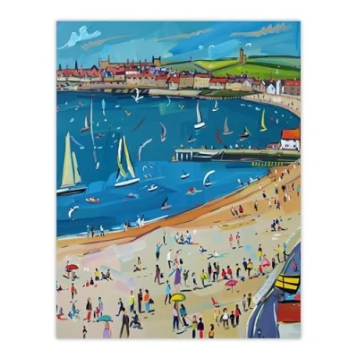 Image of Artery8 Scarborough North Bay Beach Pier Seaside Holiday Living Room Large Wall Art Poster Print Thick Paper 18X24 Inch