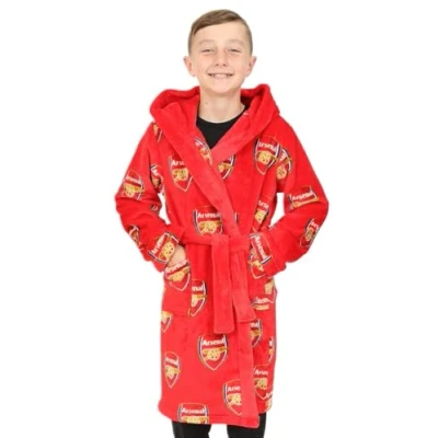 Image of Arsenal F.C. Boys Official Dressing Gown Fleece Hooded Kids Robe (14 15 Years)