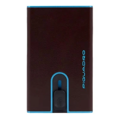 Image of Piquadro Blue Square RFID Credit Card Holder 11cc 10 cm, Mogano, Elegant