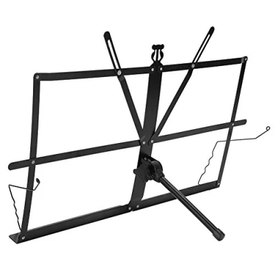 Image of Drfeify Music Stand, Folding Sheet Stand Desktop Table Top Holder Foldable (Black)
