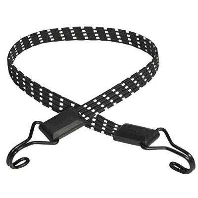 Image of Master Lock 3229EURDAT Flat Bungee with Reverse Hooks, Reflective, 80 cm Cord, Black