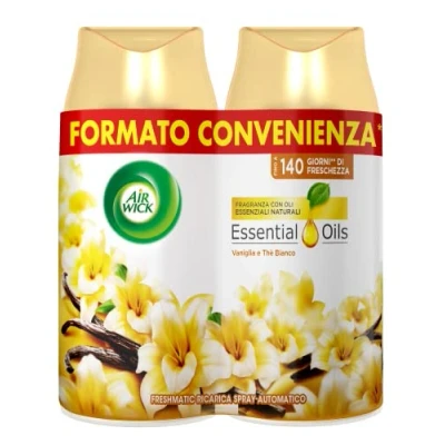 Image of Air Wick Freshmatic Automatic Spray Refill, 2 Refills Freshener with Vanilla and White Tea, x 250 ml Aerosol