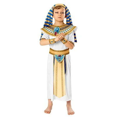 Image of Bristol Novelty 3013433 4000 Pharaoh Boy Kids Fancy Dress, White/Multi, 3 4 Years