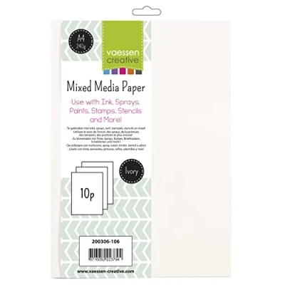 Image of Vaessen Creative Mixed Media Ivory A4 Paper 10 Sheet Set 240 Grams for Wet and Dry Techniques