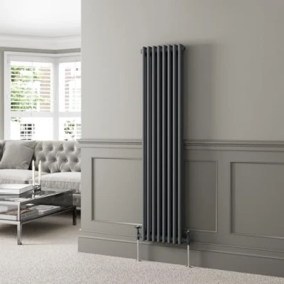 Image of DuraTherm® 1600 x 380mm Anthracite Grey Traditional Vertical Designer Radiator Double Column Colosseum Cast Iron Style Central Heating Panel Radiators Rad