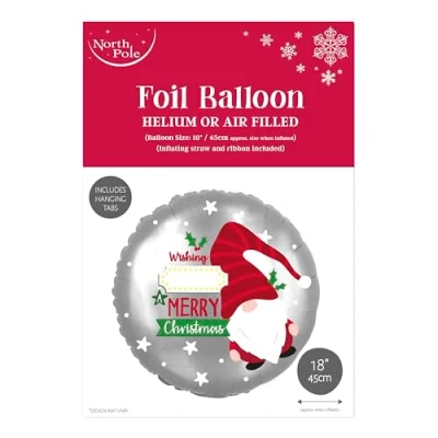Image of Eurowrap 18&quot; Christmas Personalised Merry Foil Balloon Xmas Party Decoration Suitable for Hellium Special Delivery Elf Gonk Includes String and Sticky Tabs
