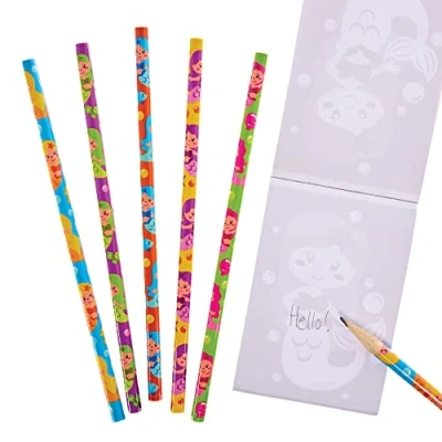 Image of Baker Ross FX789 Mermaid Pencils Pack of 15, Party Bag Fillers for Kids