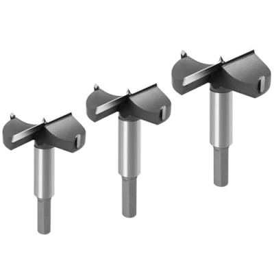Image of flintronic® Forstner Drill Bit, 3PCS Boring Hole Saw Set (Large Size Version) 45/50/60mm Carbide Steel Tool Kits for Woodworking, Furniture, Door Hinge