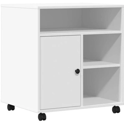Image of vidaXL Printer Stand with Wheels White 60x50x67 cm