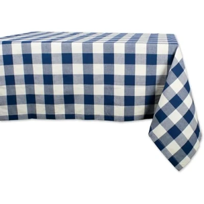 Image of DII Buffalo Check Collection, Classic Farmhouse Tablecloth, 52x52, Navy &amp; Cream