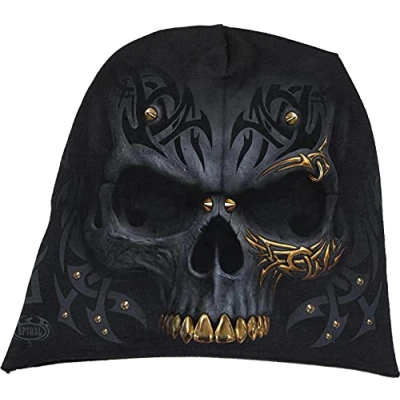 Image of Spiral Mens Light Cotton Beanies Black Balaclava, Black, L UK