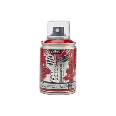 Image of Pébéo decoSpray Acrylic Spray Paint for Indoor and Outdoor Multi Substrate Decoration Water Based, Low Odour 100 ml Glossy Finish Red Colour
