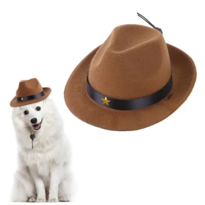 Image of Davfiecn Pet Cowboy Hat Fashion Dog Cats Cap for Small Dogs and Cat Holiday Costume Party Decoration
