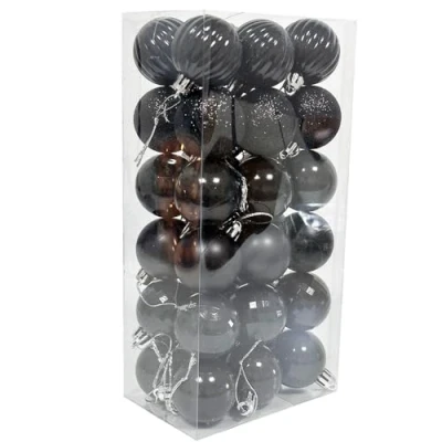 Image of 36PCS 6CM Christmas Balls Tree Decoration Baubles Ornaments Shatterproof for Xmas Hanging Festive Holiday Home Decor, Black